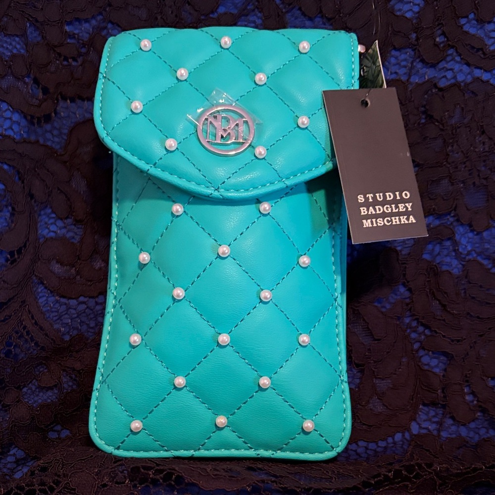 Badgley Mischka Aqua Quilted Phone Case